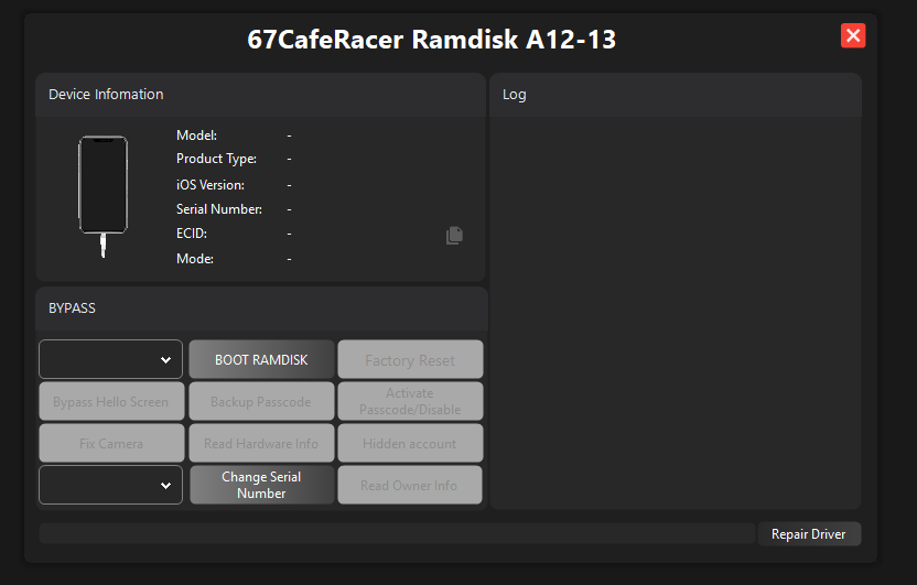 67CafeRacer Ramdisk A12–A13 Tool – Hello Bypass Only ✅✅